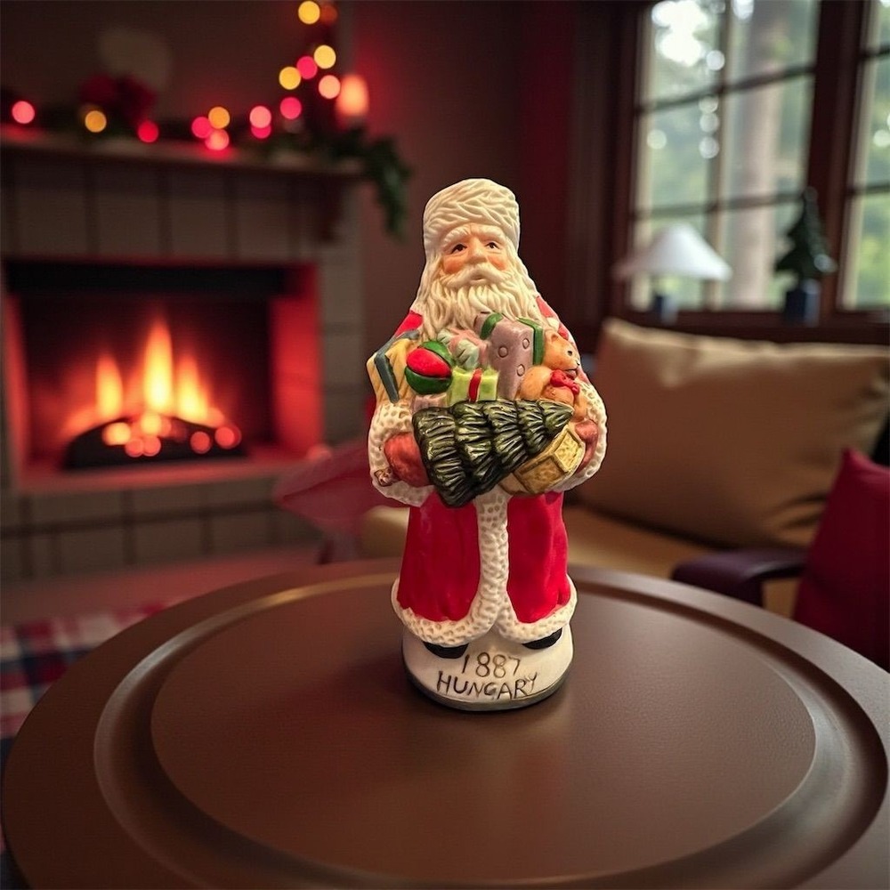 Vtg 1887 Hungary Santa Claus Figurine Hand-Painted Porcelain Christmas‎ Hudson